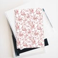 Red French Toile Rabbit Ruled Notebook Journal