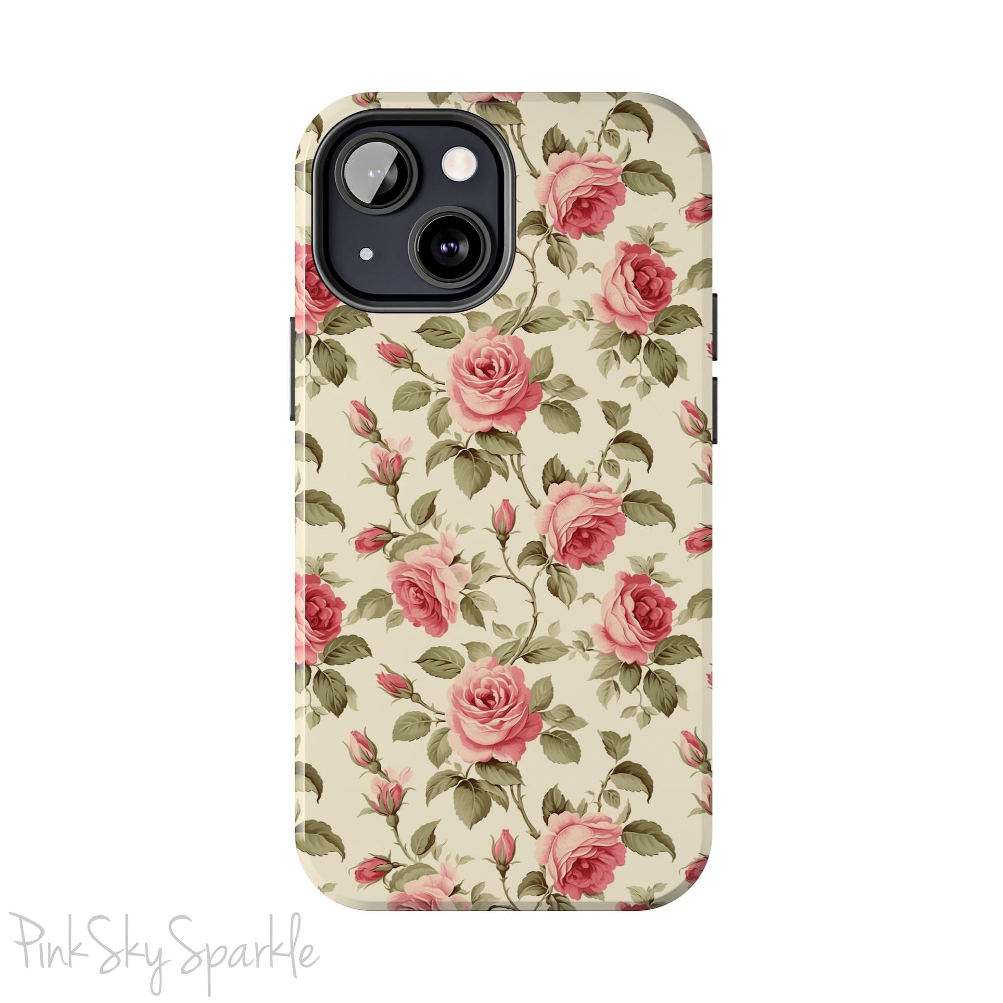 Protect your iPhone with our Rose Garden Tough iPhone Case, and add a touch of style and durability to your device! Featuring an ivory background and a rose vine pattern. 
