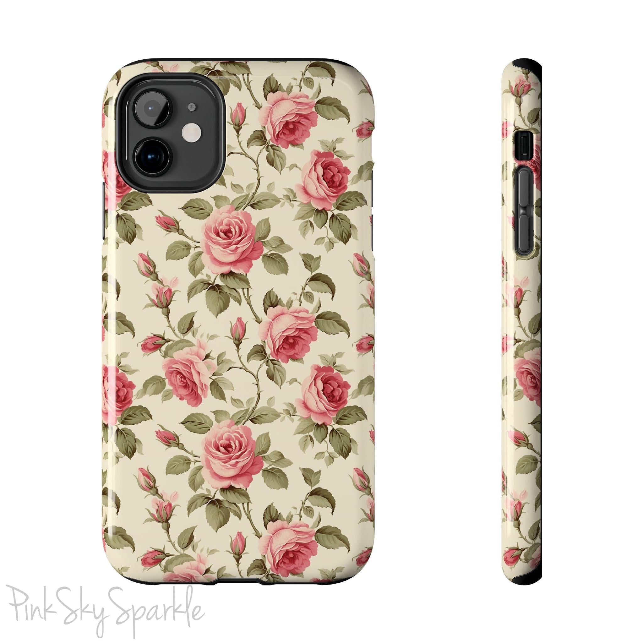 Protect your iPhone with our Rose Garden Tough iPhone Case, and add a touch of style and durability to your device! Featuring an ivory background and a rose vine pattern. 