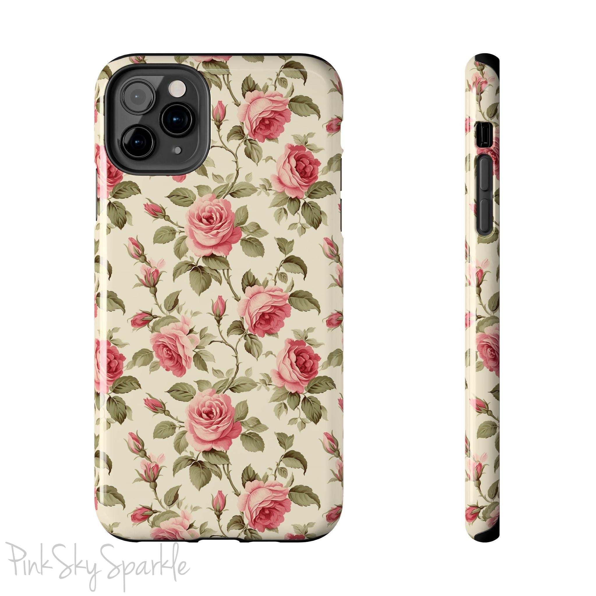 Protect your iPhone with our Rose Garden Tough iPhone Case, and add a touch of style and durability to your device! Featuring an ivory background and a rose vine pattern. 