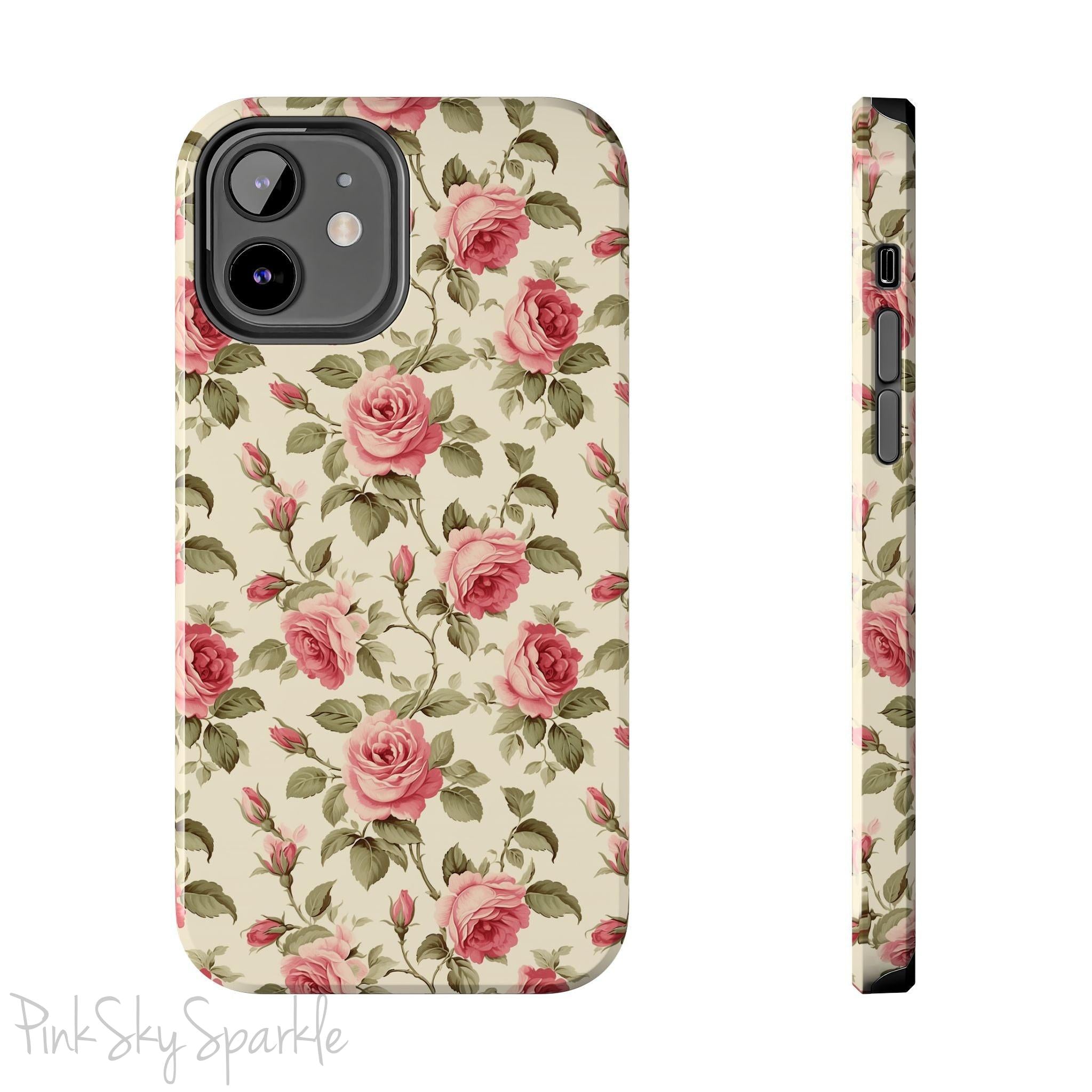 Protect your iPhone with our Rose Garden Tough iPhone Case, and add a touch of style and durability to your device! Featuring an ivory background and a rose vine pattern. 