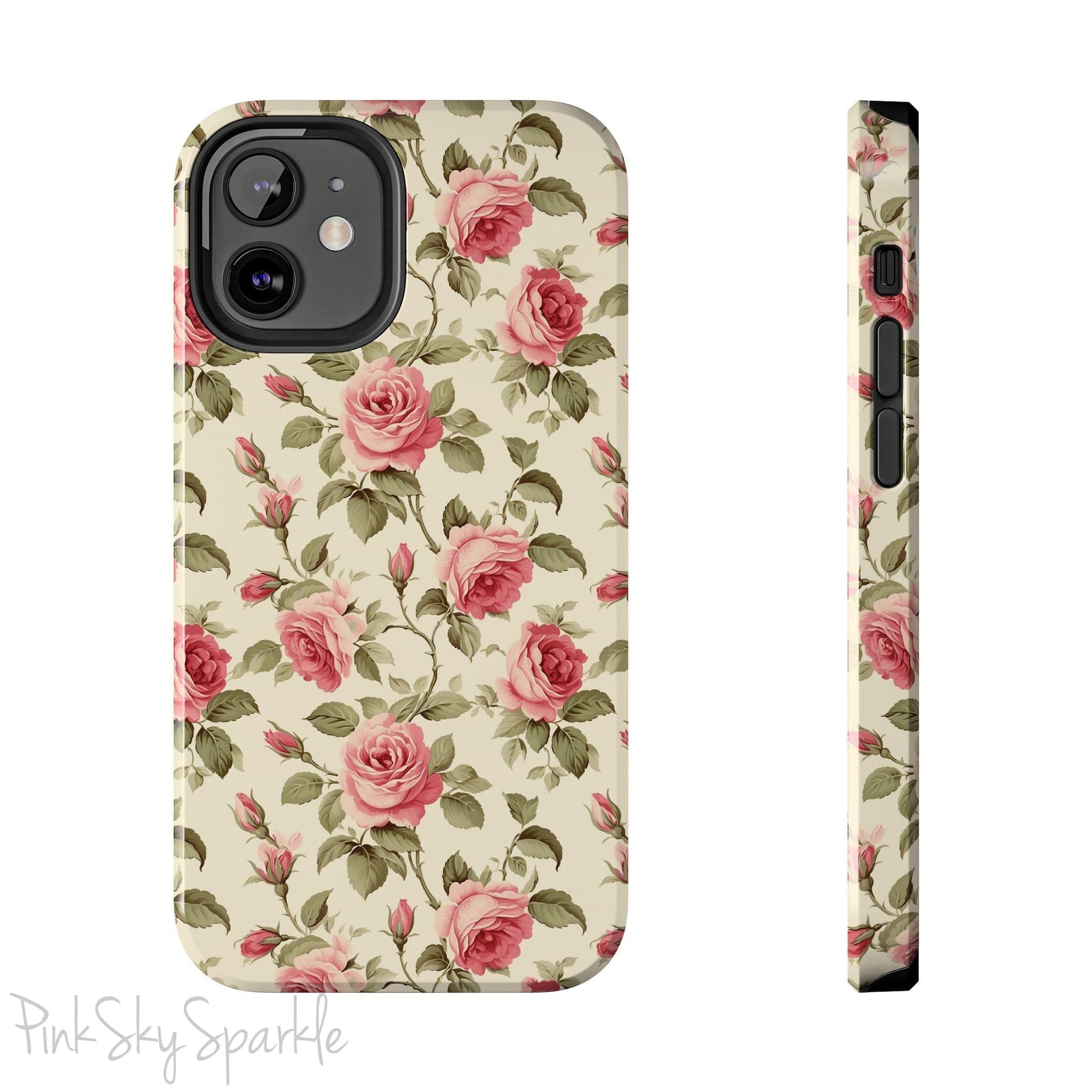 Protect your iPhone with our Rose Garden Tough iPhone Case, and add a touch of style and durability to your device! Featuring an ivory background and a rose vine pattern. 