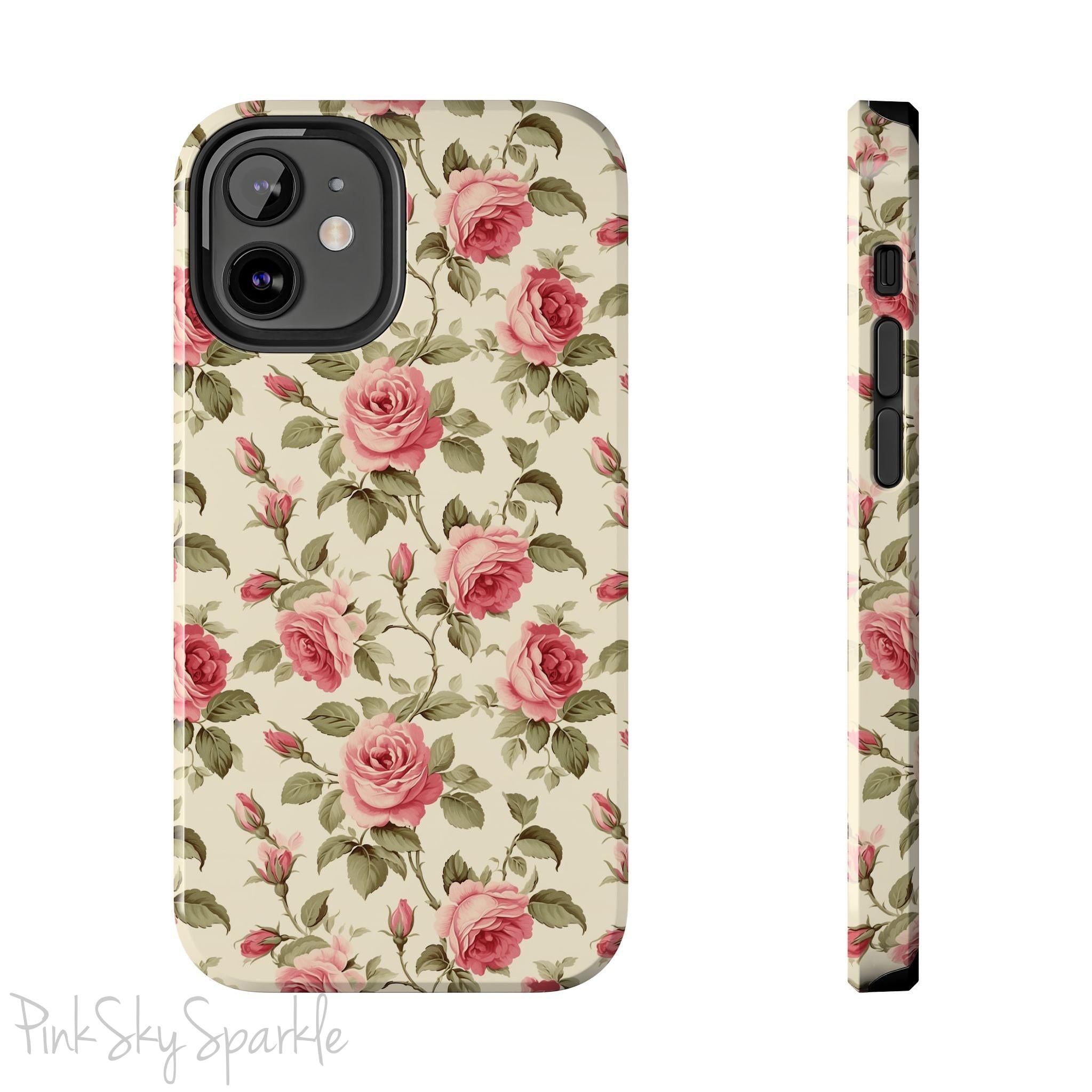 Protect your iPhone with our Rose Garden Tough iPhone Case, and add a touch of style and durability to your device! Featuring an ivory background and a rose vine pattern. 