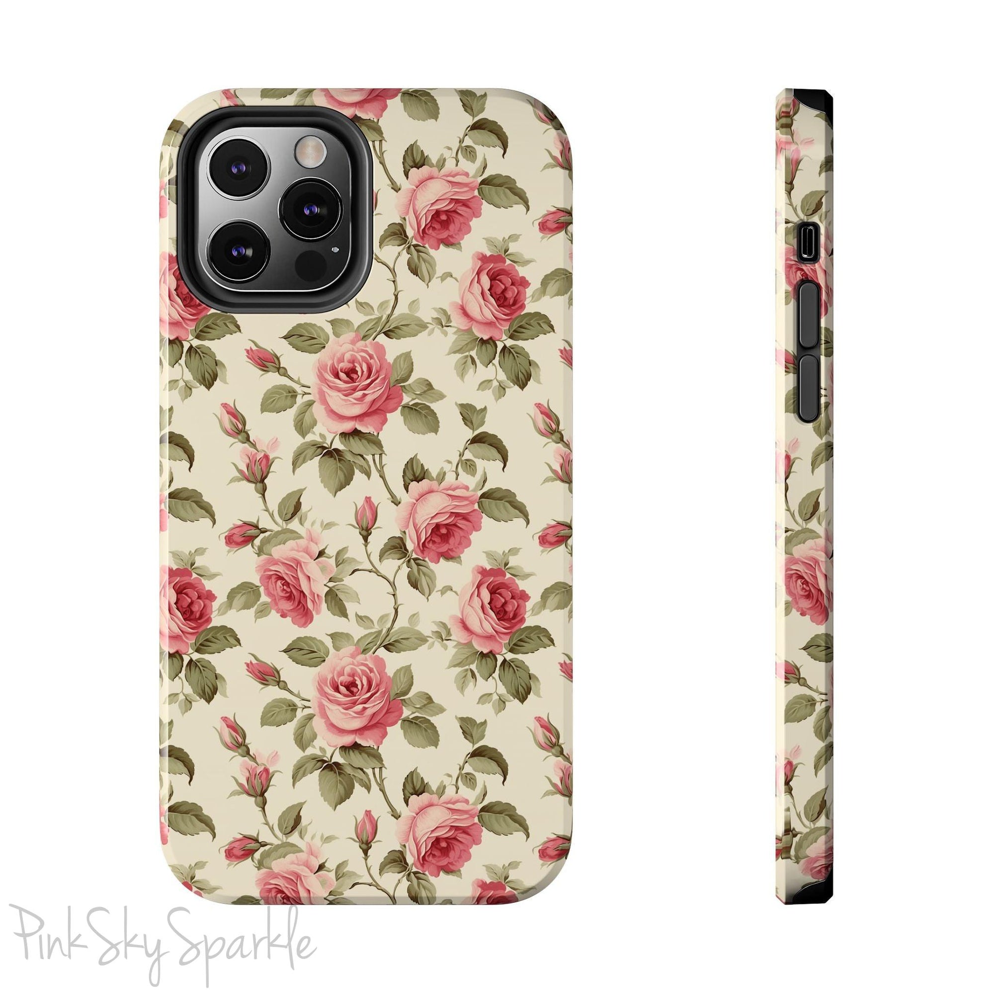 Protect your iPhone with our Rose Garden Tough iPhone Case, and add a touch of style and durability to your device! Featuring an ivory background and a rose vine pattern. 