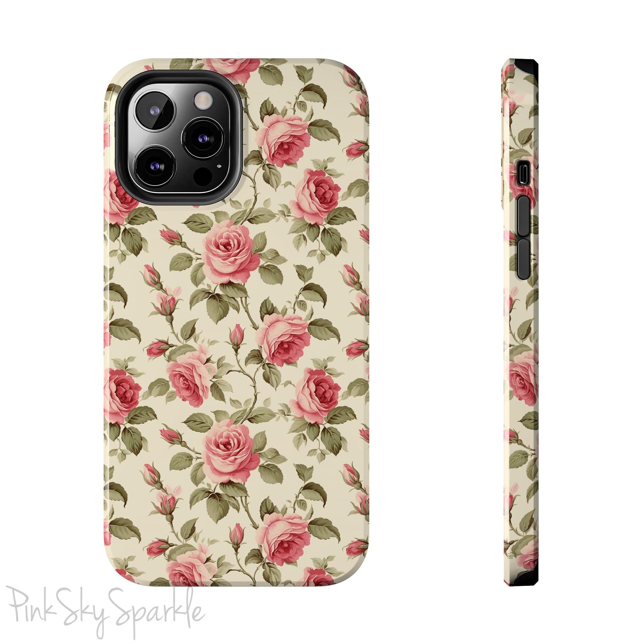 Protect your iPhone with our Rose Garden Tough iPhone Case, and add a touch of style and durability to your device! Featuring an ivory background and a rose vine pattern. 