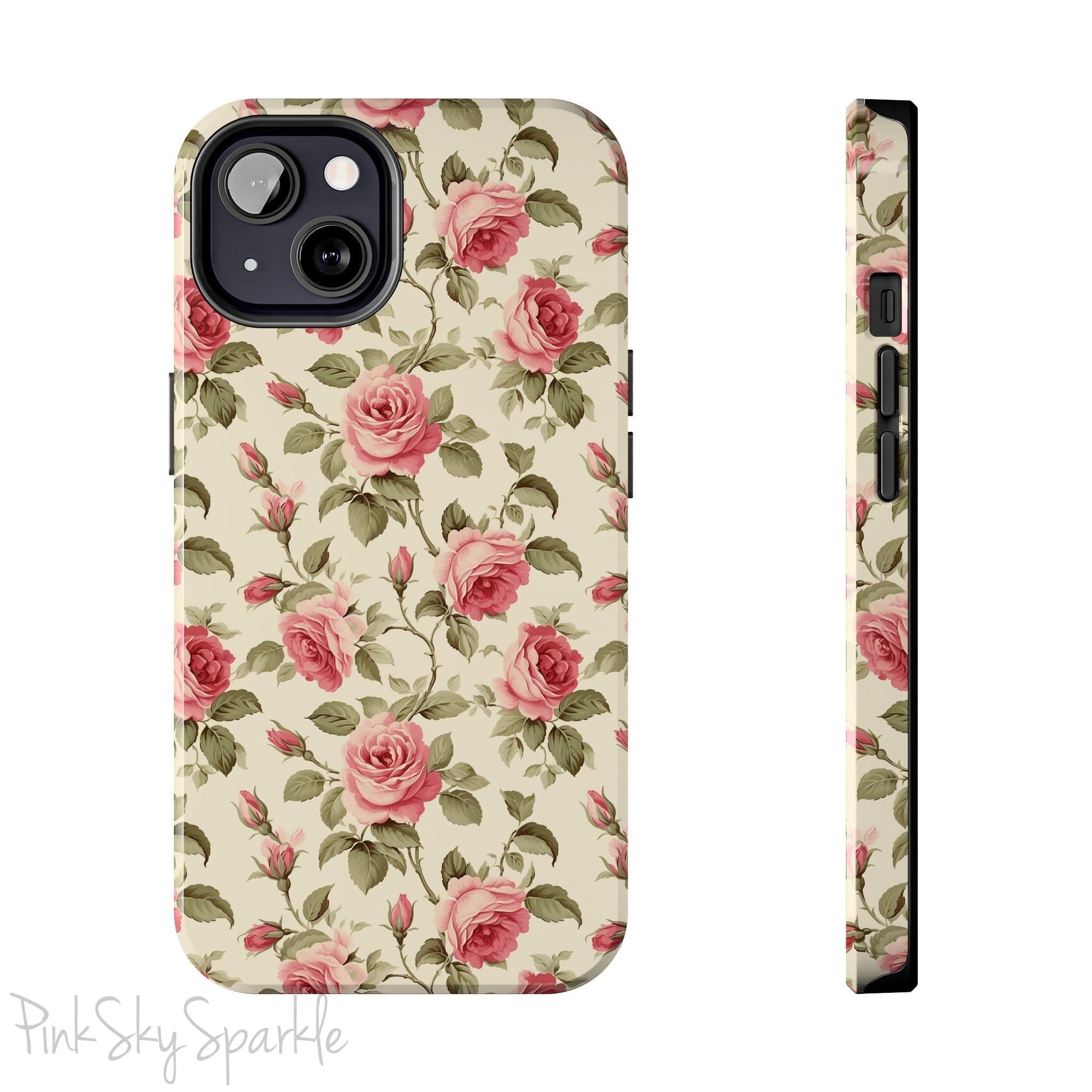 Protect your iPhone with our Rose Garden Tough iPhone Case, and add a touch of style and durability to your device! Featuring an ivory background and a rose vine pattern. 