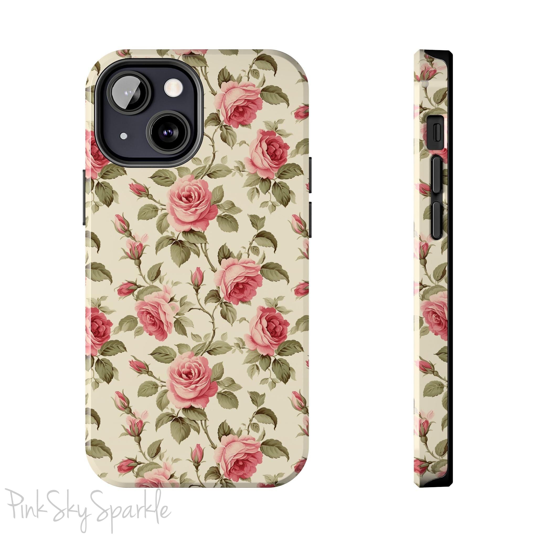 Protect your iPhone with our Rose Garden Tough iPhone Case, and add a touch of style and durability to your device! Featuring an ivory background and a rose vine pattern. 