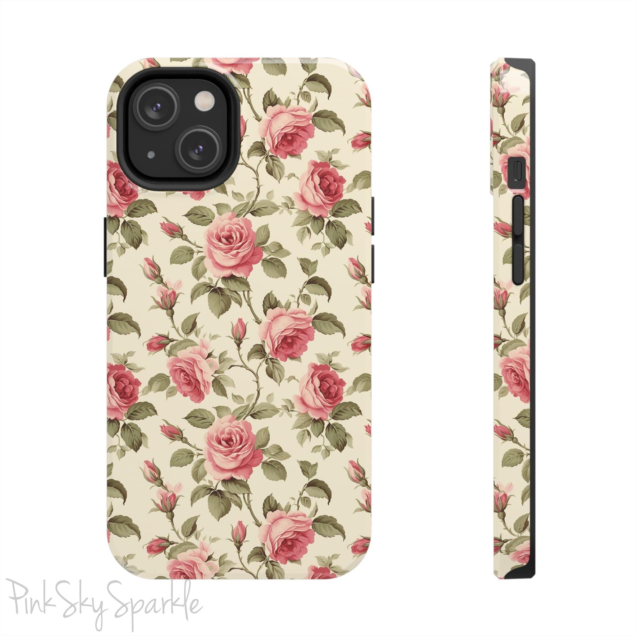 Protect your iPhone with our Rose Garden Tough iPhone Case, and add a touch of style and durability to your device! Featuring an ivory background and a rose vine pattern. 