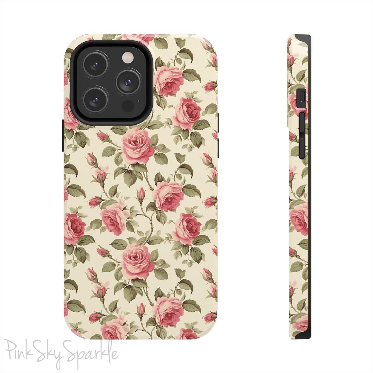 Protect your iPhone with our Rose Garden Tough iPhone Case, and add a touch of style and durability to your device! Featuring an ivory background and a rose vine pattern. 