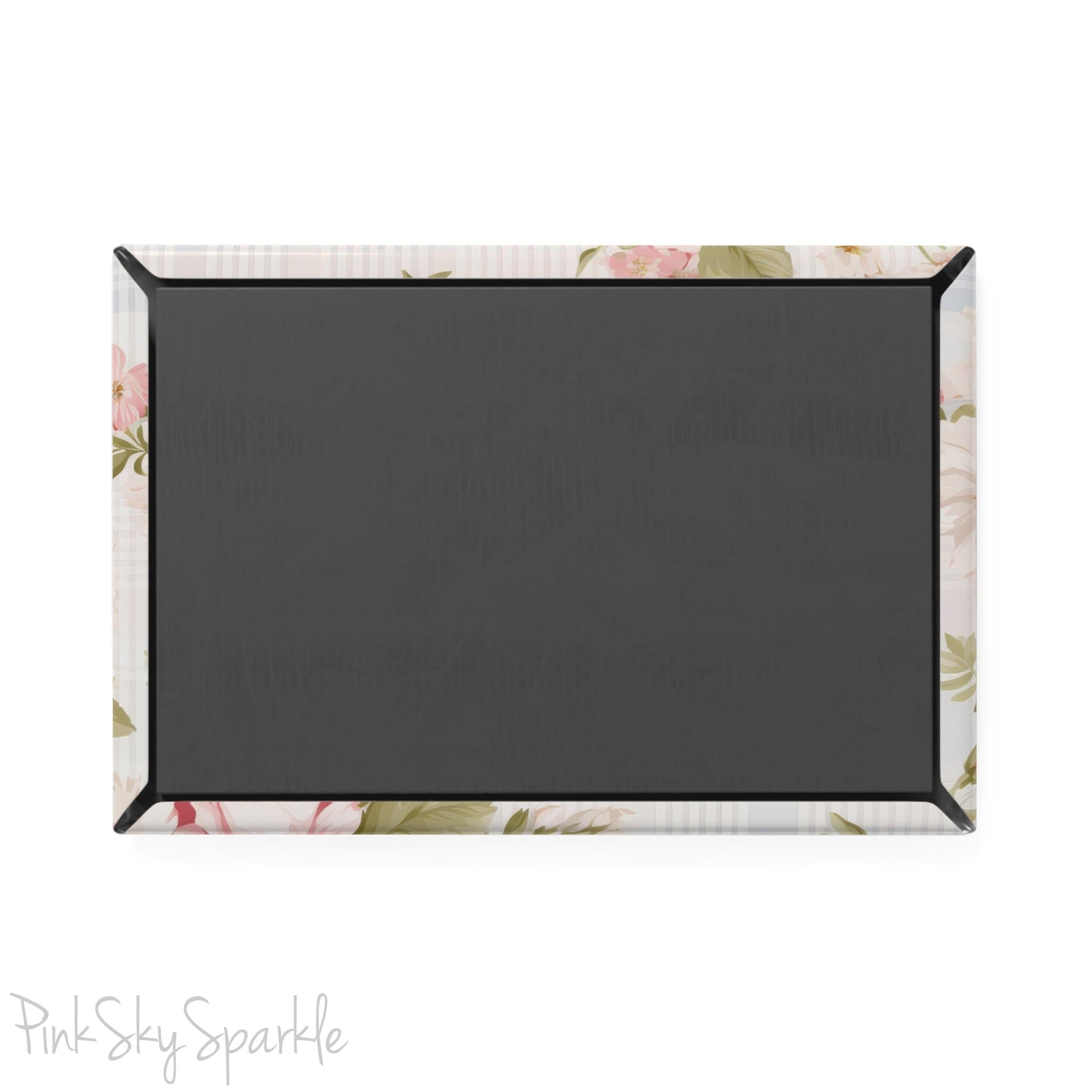 Shabby Chic Floral Rectangle Button Magnet