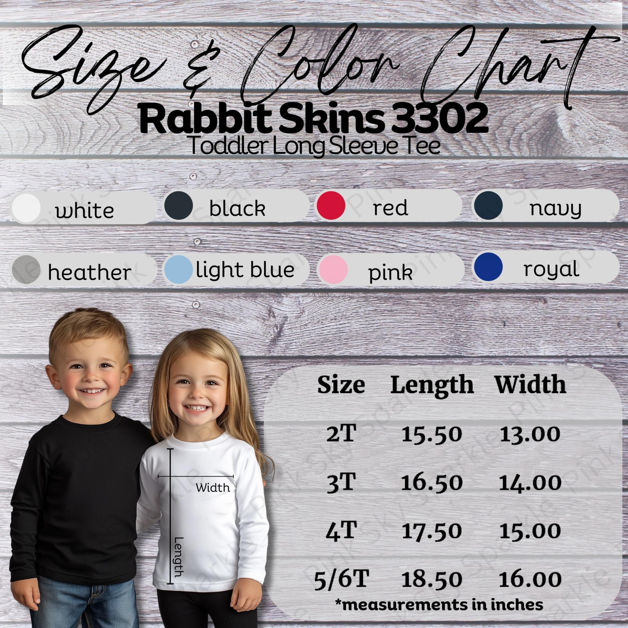 Size Chart-Rabbit Skins 3302 Toddler Long Sleeve Tee