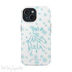 Snow Queen Magnetic iPhone Case - Snowflake pattern with silhouette of a queen on a protective, durable magnetic phone case. Compatible with iPhone models 13, 14, 15 and 16, ideal for winter style and secure everyday use.