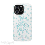 Snow Queen Magnetic iPhone Case - Snowflake pattern with silhouette of a queen on a protective, durable magnetic phone case. Compatible with iPhone models 13, 14, 15 and 16, ideal for winter style and secure everyday use.