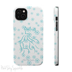 Snow Queen Magnetic iPhone Case - Snowflake pattern with silhouette of a queen on a protective, durable magnetic phone case. Compatible with iPhone models 13, 14, 15 and 16, ideal for winter style and secure everyday use.