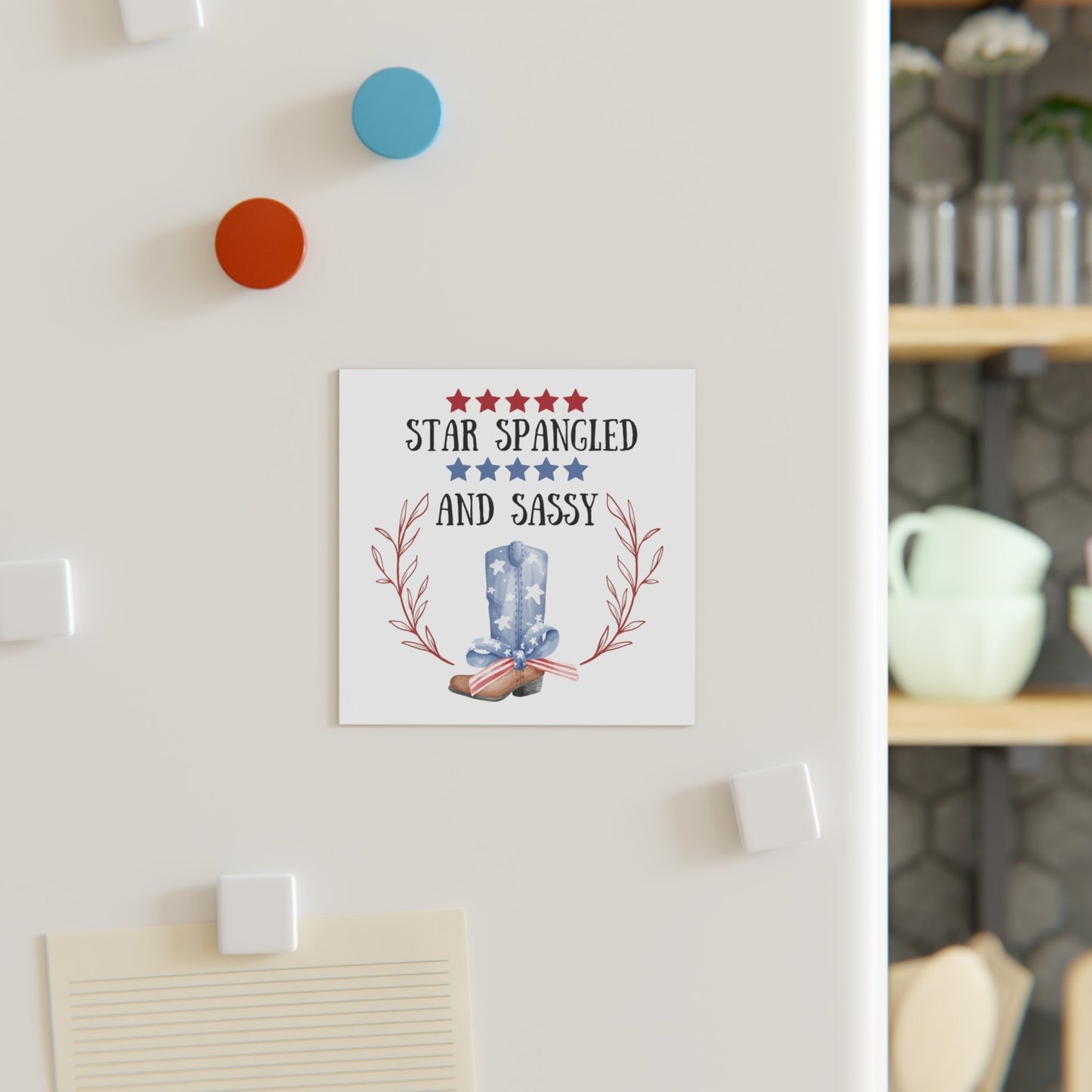 Star Spangled and Sassy Square Magnet