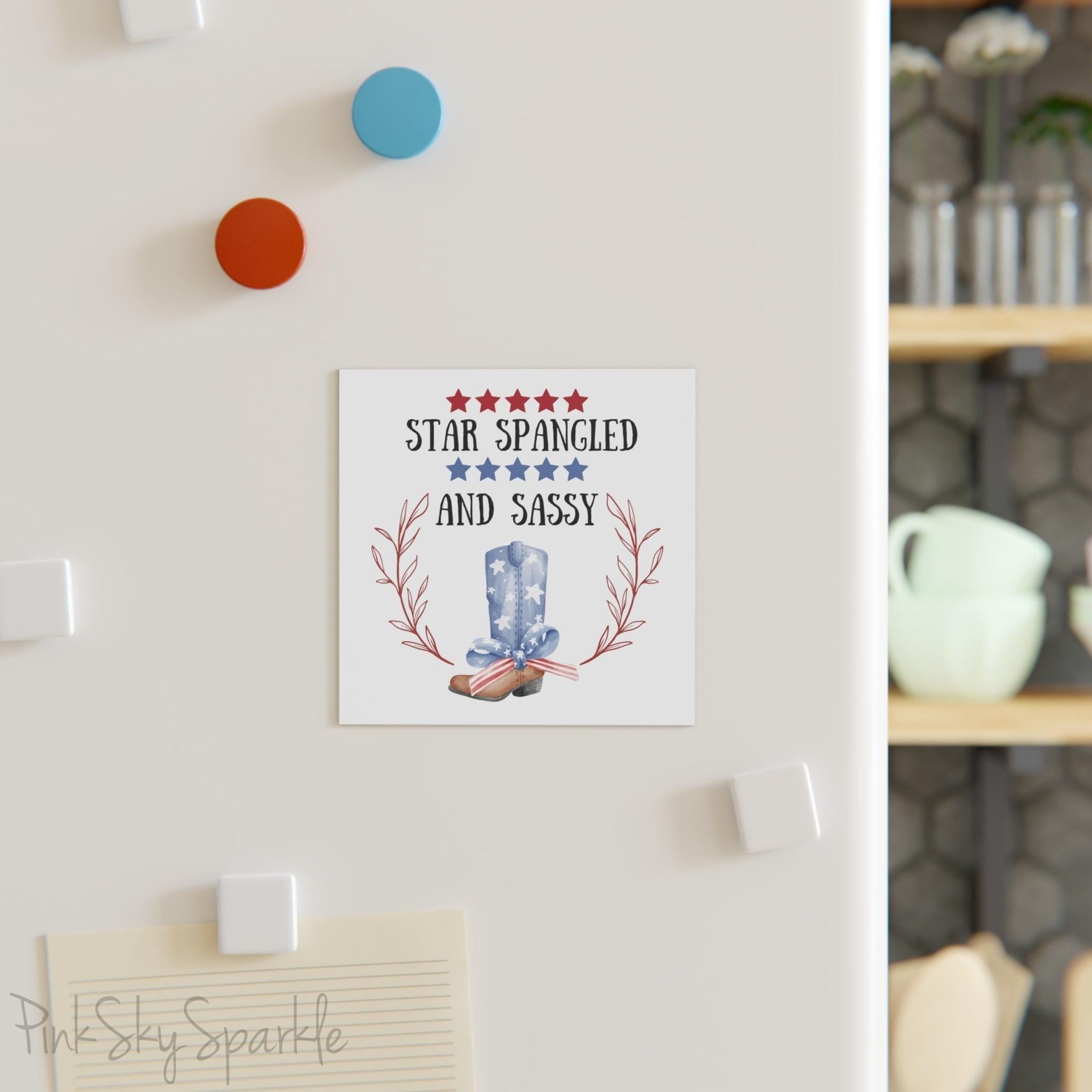 Star Spangled and Sassy Square Magnet