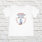 Dress your little one in patriotic style with our adorable toddler t-shirt, perfect for the 4th of July! This charming tee features the playful phrase "Star Spangled and Sassy" alongside a cute graphic of a red, white, and blue cowgirl boot adorned with a bow.