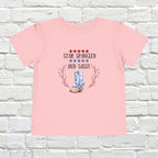 Dress your little one in patriotic style with our adorable toddler t-shirt, perfect for the 4th of July! This charming tee features the playful phrase "Star Spangled and Sassy" alongside a cute graphic of a red, white, and blue cowgirl boot adorned with a bow.