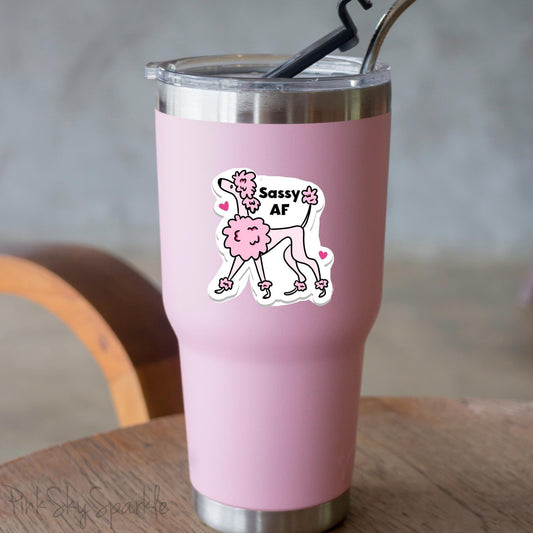 Sassy AF Poodle Dog Waterproof Sticker