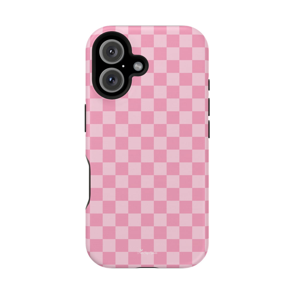 Stylish Pink Checkered Magnetic iPhone Case