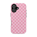 Stylish Pink Checkered Magnetic iPhone Case