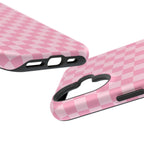 Stylish Pink Checkered Magnetic iPhone Case