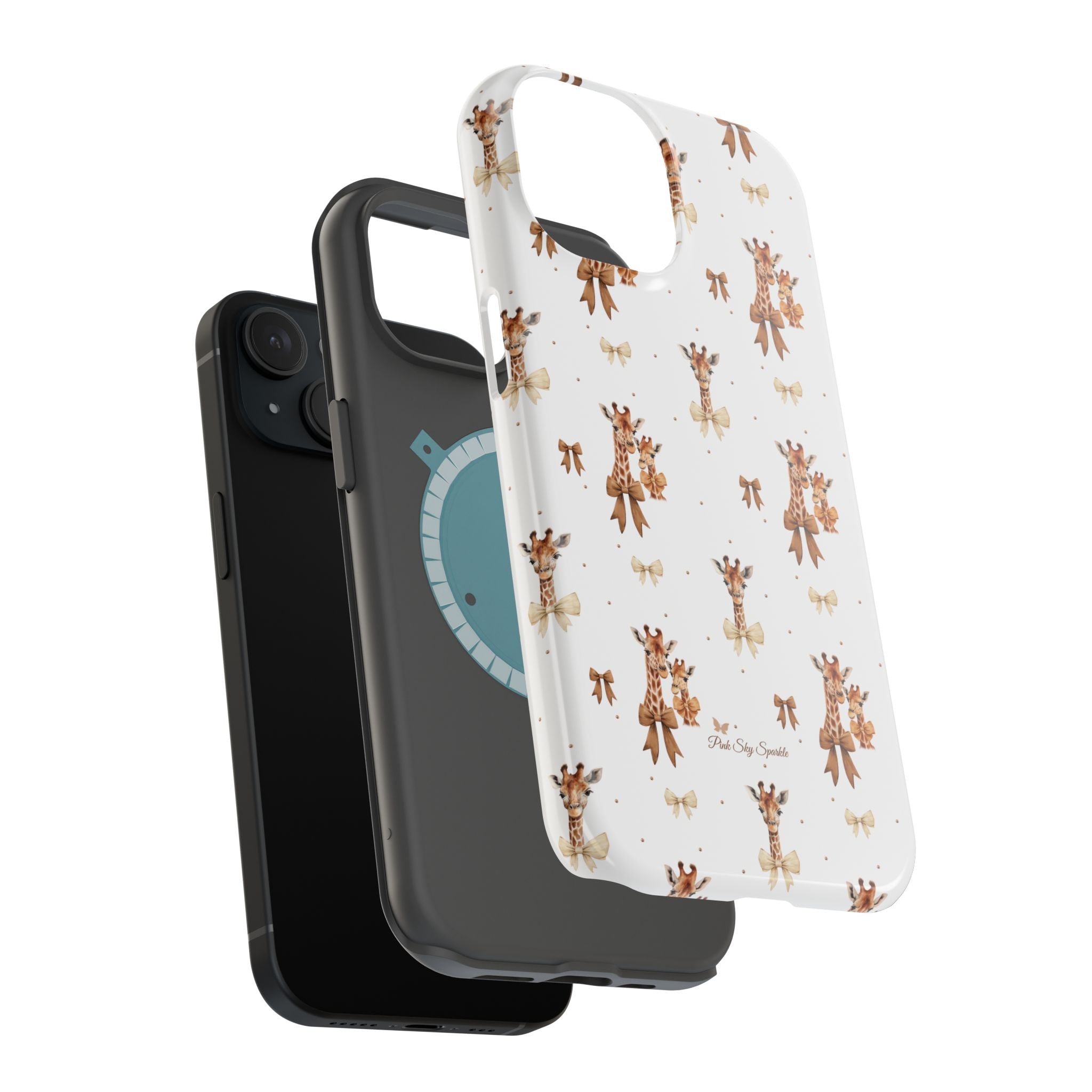 Sweet Safari Style Magnetic iPhone Case – Cute Giraffe Print with Bows