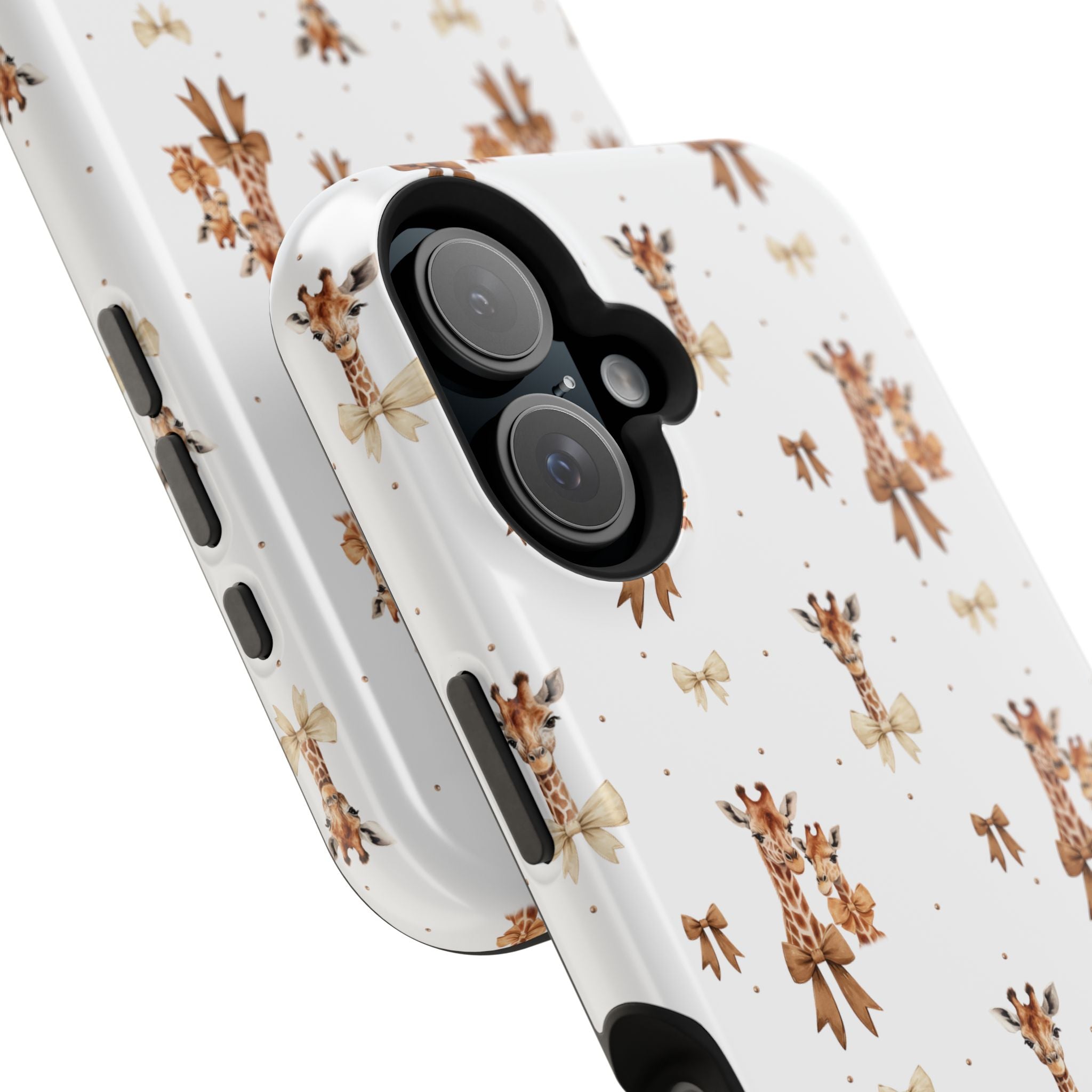 Sweet Safari Style Magnetic iPhone Case – Cute Giraffe Print with Bows