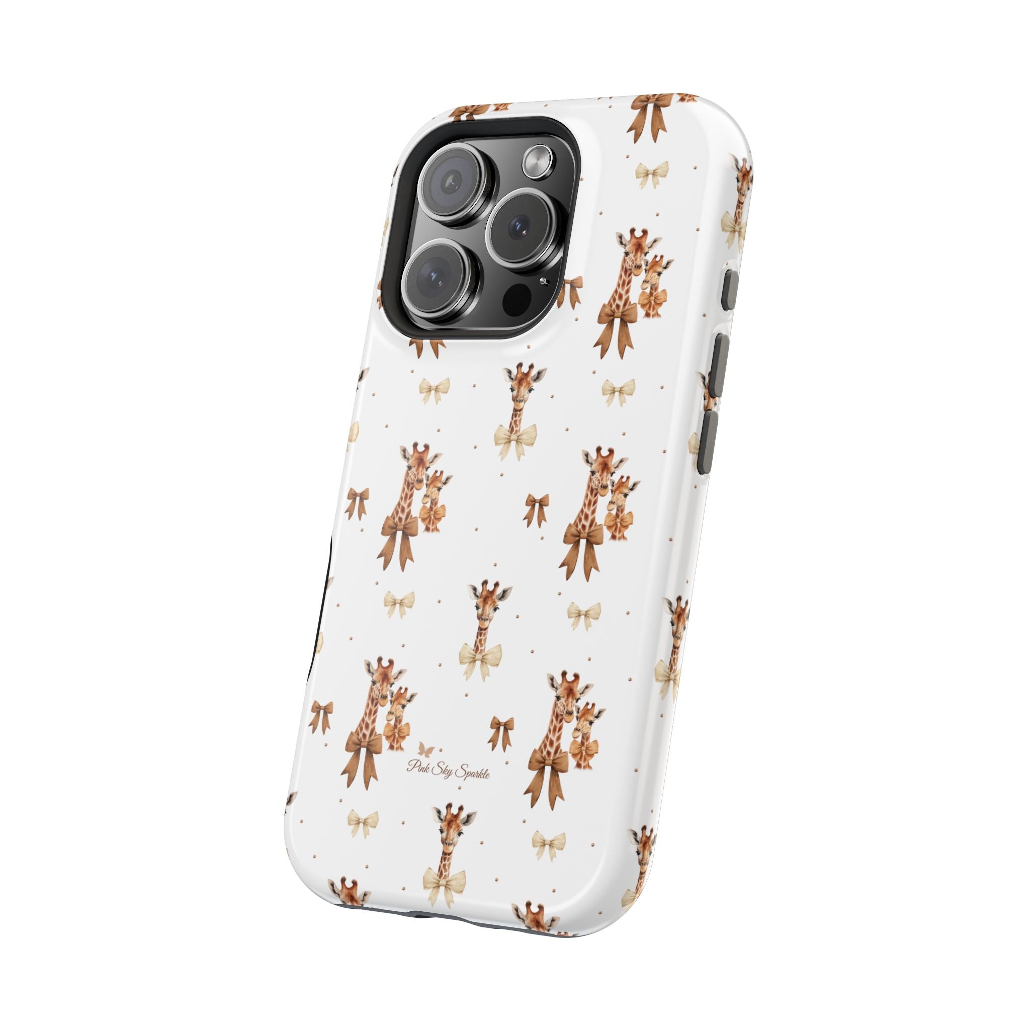 Sweet Safari Style Magnetic iPhone Case – Cute Giraffe Print with Bows