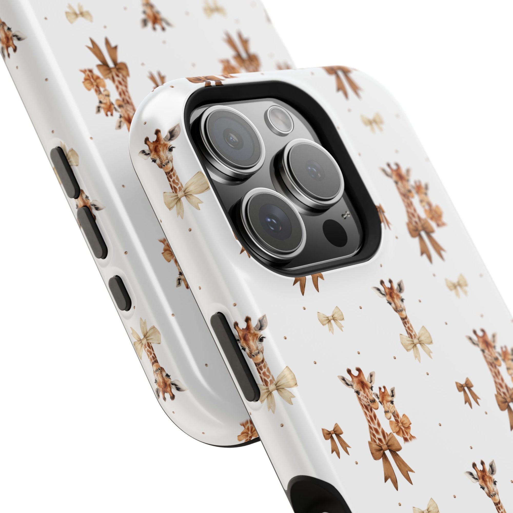 Sweet Safari Style Magnetic iPhone Case – Cute Giraffe Print with Bows