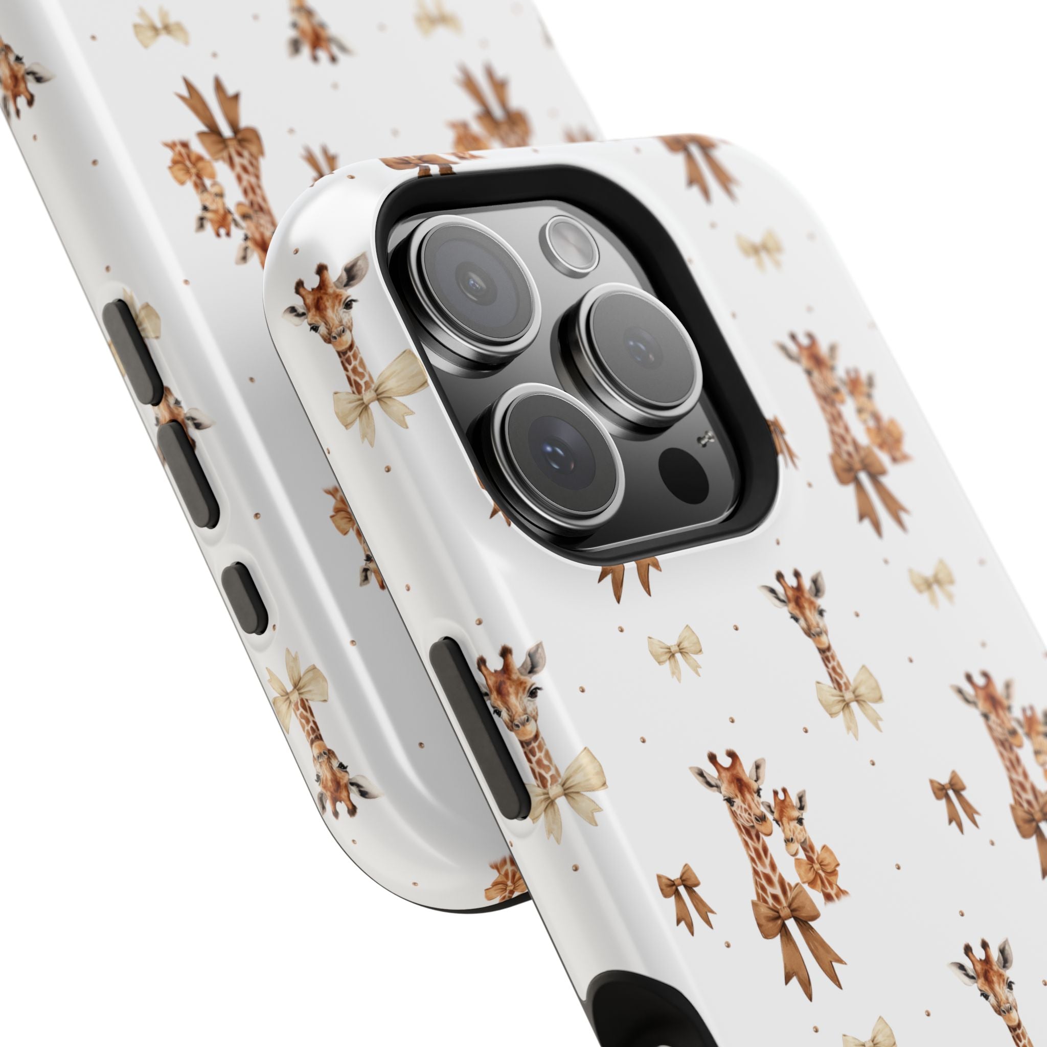 Sweet Safari Style Magnetic iPhone Case – Cute Giraffe Print with Bows