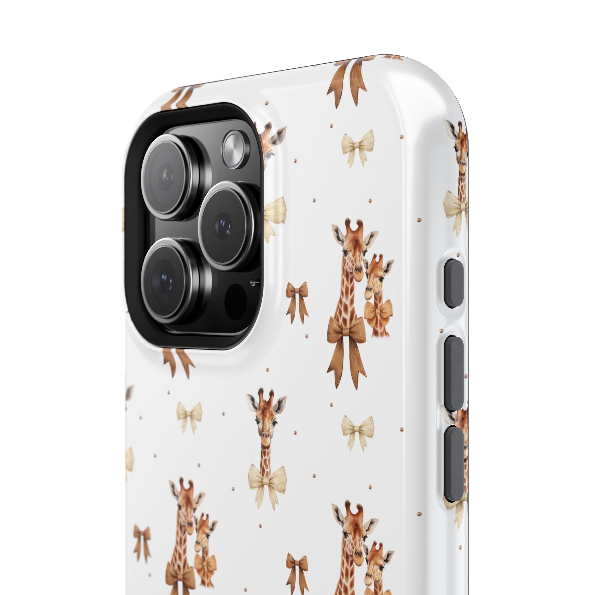 Sweet Safari Style Magnetic iPhone Case – Cute Giraffe Print with Bows