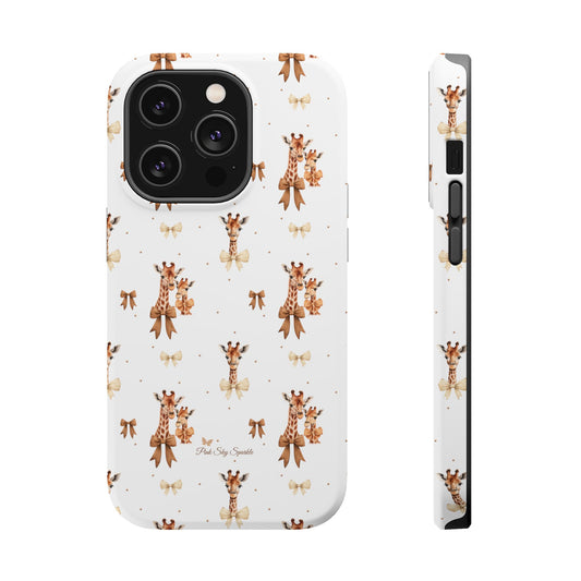 Sweet Safari Style Magnetic iPhone Case – Cute Giraffe Print with Bows