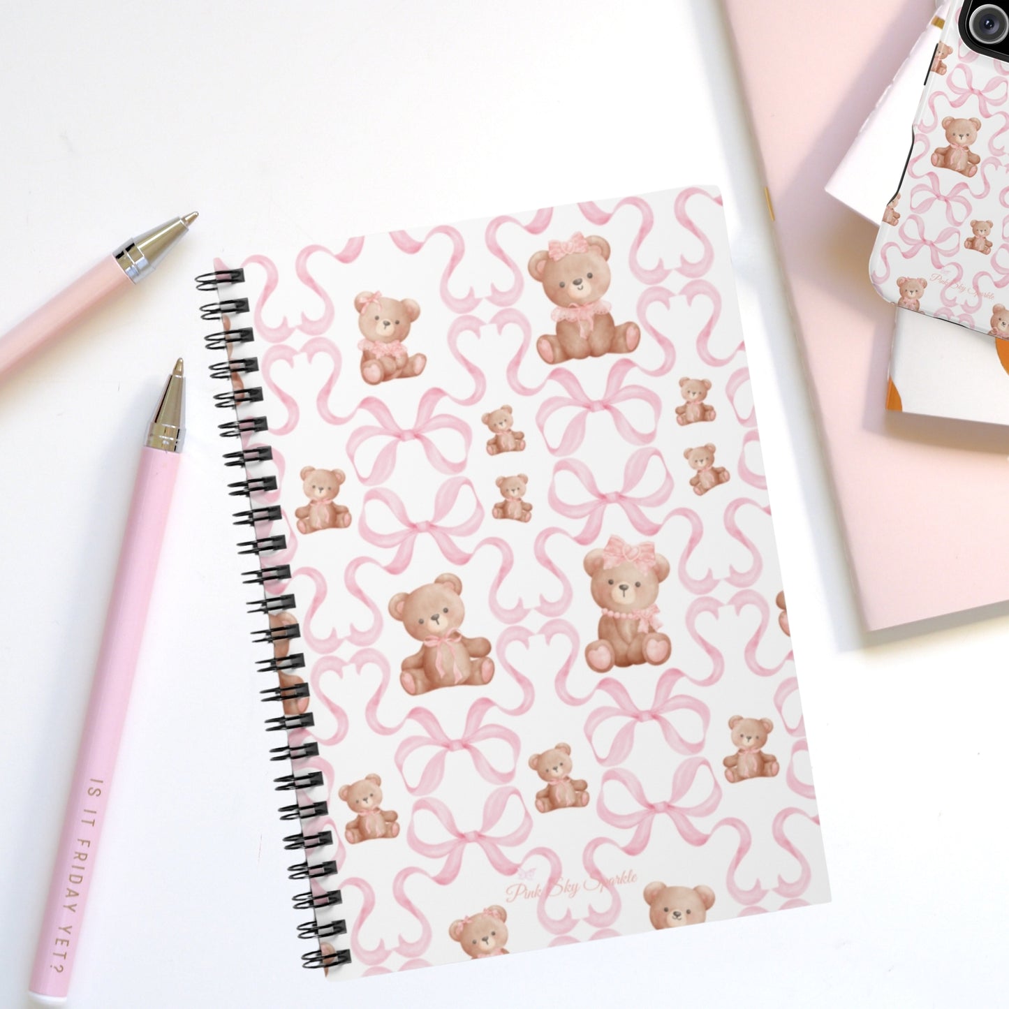 Teddy Bear Coquette Spiral Notebook