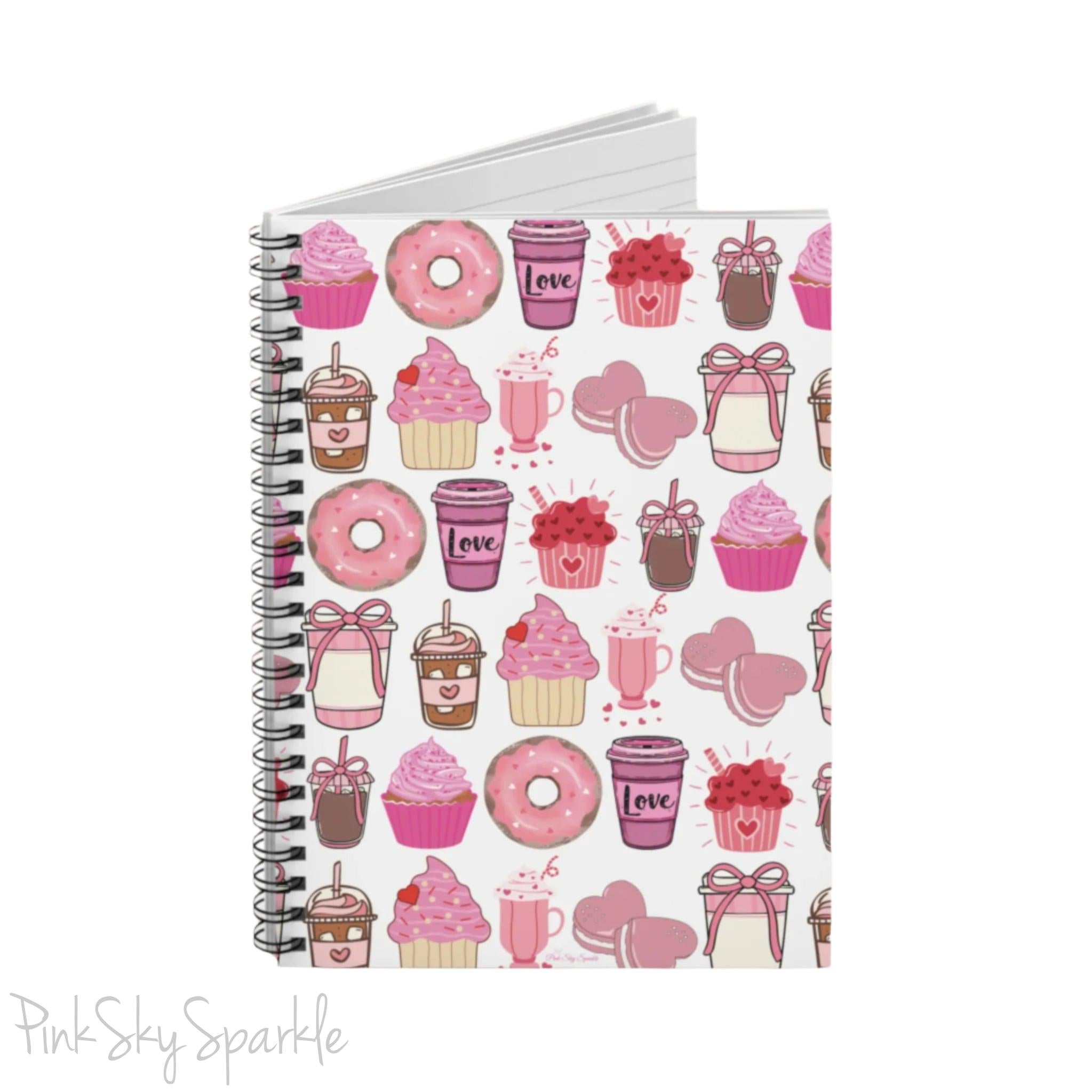 Valentine Sips and Sweets Spiral Notebook