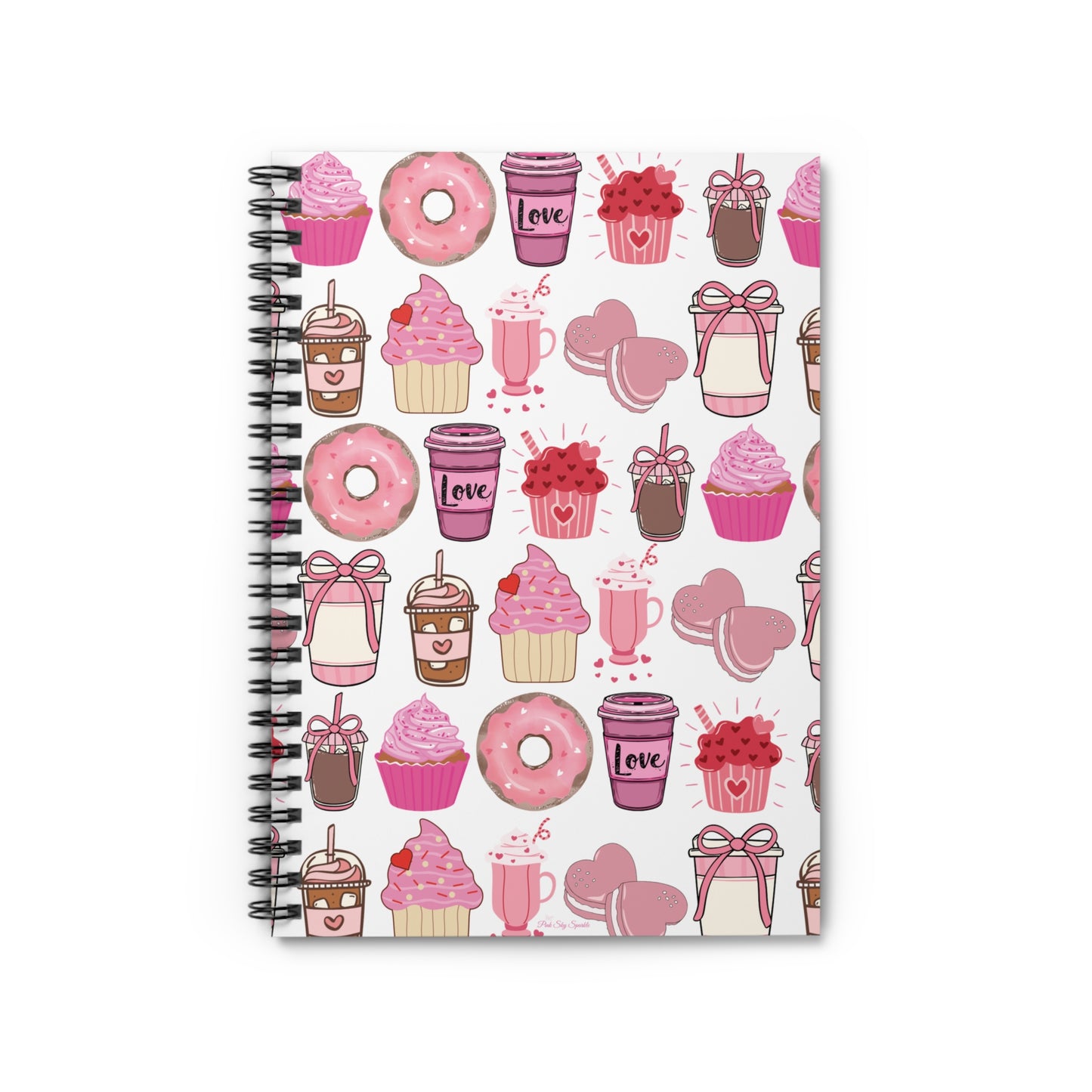 Valentine Sips and Sweets Spiral Notebook. Perfect for Valentine's Day and makes a great gift.