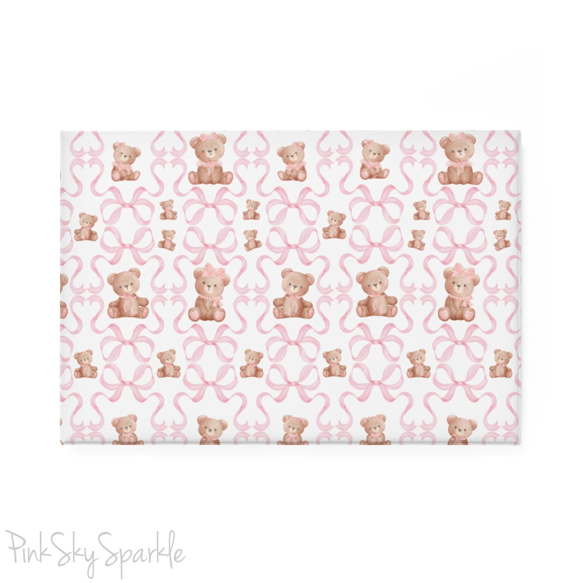 White Teddy Bear Coquette Rectangle Button Magnet - Cute and chic magnet featuring a white teddy bear design with coquette style. Perfect holiday gift, Christmas decor, and whimsical accessory for any magnetic surface.
