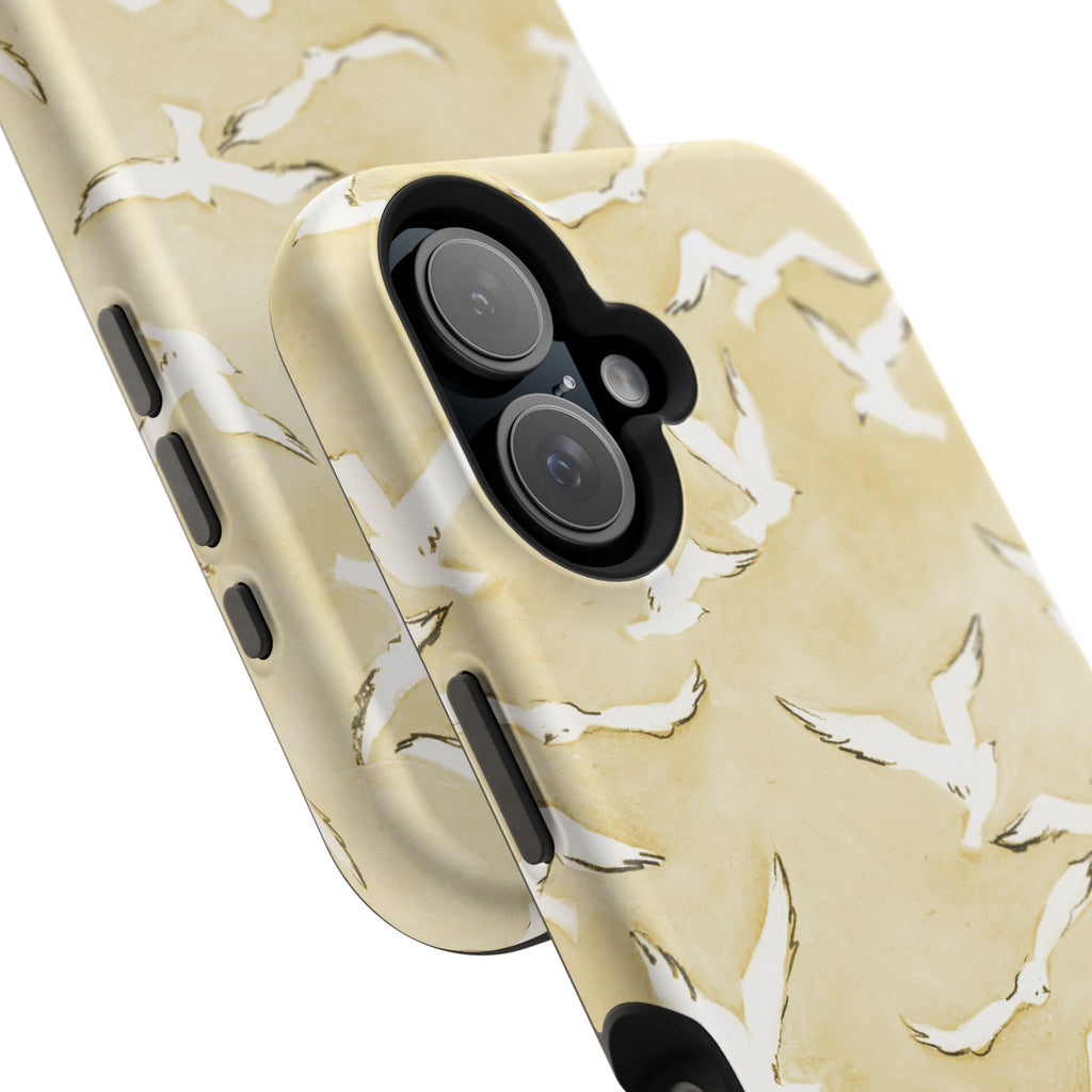Yellow Seagull Print Magnetic iPhone Case