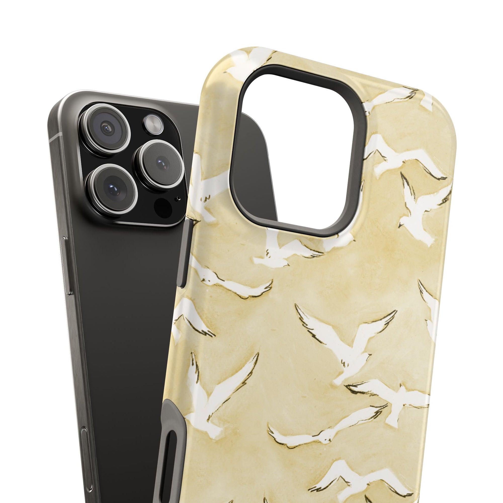 Yellow Seagull Print Magnetic iPhone Case